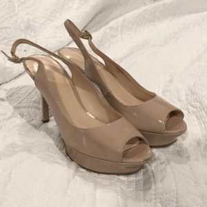 Beige Peep Toe Heels